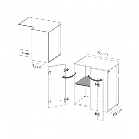 Corp suspendat, pe colt, 70x40 cm pe partea stanga, PRE-44G L, Premio [2]
