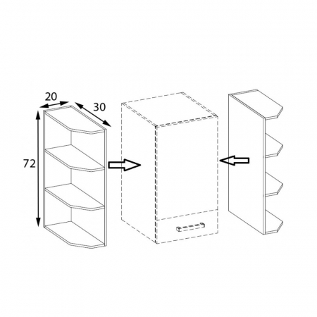 Raft suspendat pe colt, 20 cm, PRE-46G, Premio [1]