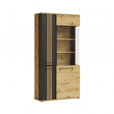 Living - Vitrina living negru cu 3 usi, 93 cm, ML2, Molto