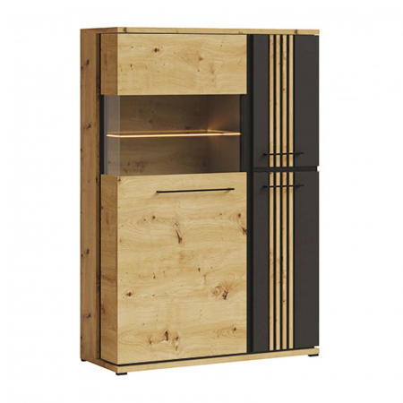 Living - Vitrina living negru cu 3 usi, 93 cm, ML2a, Molto