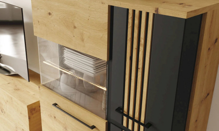 Vitrina living negru cu 3 usi, 93 cm, ML2a, Molto [3]