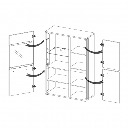 Vitrina living negru cu 3 usi, 93 cm, ML2a, Molto [2]