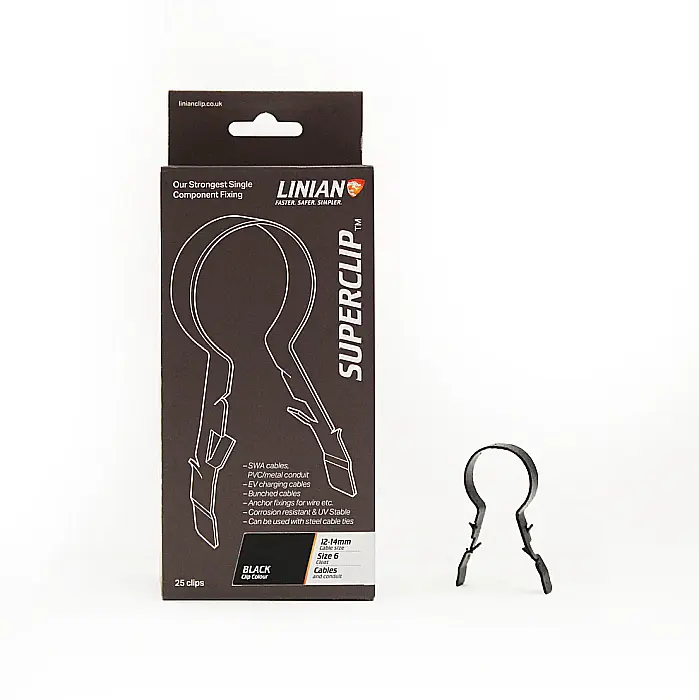 SUPERCLIP, Clema rapida metalica pentru fixare cabluri, neagra, 15-18mm, LINIAN [2]