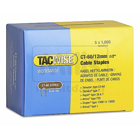 Capsatoare - Capse Tacwise CT-60/12 12mm cutie de 5000bucati (5 x 1000) Galvanizate