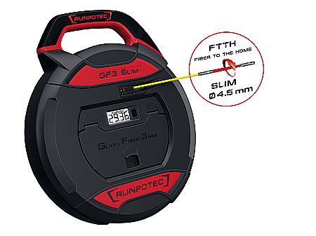 Tragere manuala - GF3 SLIM - Tragator cablu din fibra de sticla cu accesorii si contor electronic, Ø 3mm x 30m