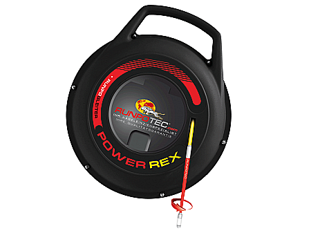 Tragere manuala - POWER REX - Tragator cablu din fibra de sticla cu accesorii, Ø 3mm x 40m, RUNPOTEC