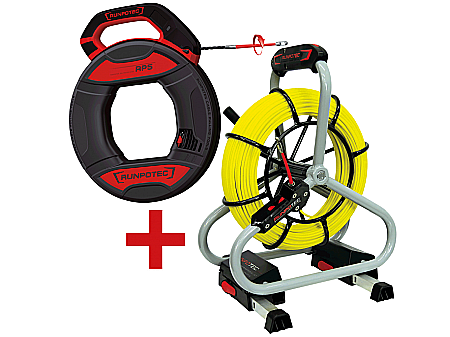 Tragere manuala - Profi-Set - Tragator cablu din fibra de sticla Ø 4,5mm x 60m cu accesorii + RP 5 cablu de tragere din plastic Ø 5,3mm x 30m, max 270 kg