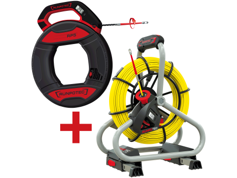 Tragatoare - Profi-Set - Tragator cablu din fibra de sticla Ø 4,5mm x 60m cu contor electronic si accesorii  + RP 5 cu contor electronic si cablu de tragere din plastic Ø 5,5mm x 30m, max 270 kg