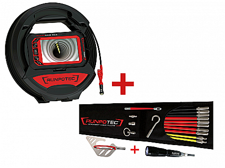 Camere Inspectie - Set: RC3 camera pentru inspectie cu accesorii - 15m + Runposticks Comfort 19 piese, RUNPOTEC