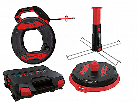 Suporti tamburi - SET: RP 5 + Derulator tamburi XB 300 + mandrina multifunctionala + geanta transport RUNPOTEC
