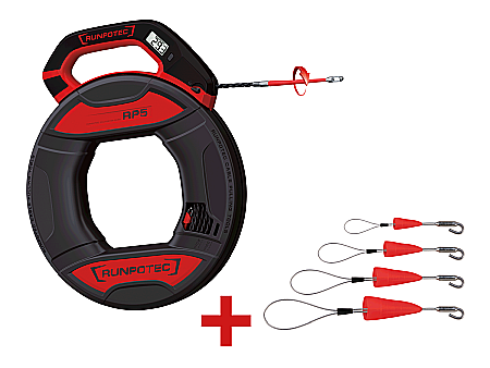 Solutii instalare cabluri - SET: RP5 cu contor, 30m + RUNPOFIX-Cablu de tragere cu protectie Ø 14,17,23,30mm, cu carlig