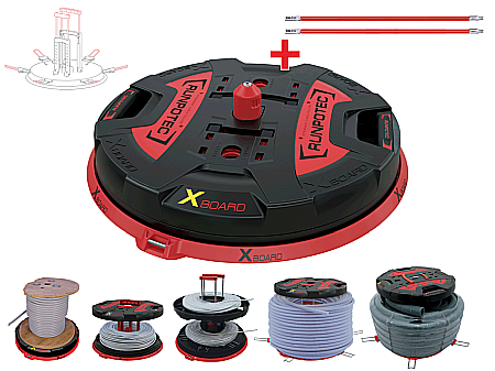 Suporti tamburi - XB 500 T - Derulator tamburi universal cu extensie telescopica, Ø 80cm, greutate 800 kg, include 2 buc x 410mm RUNPOSTICKS bete pentru tragatoare Ø 7.5mm
