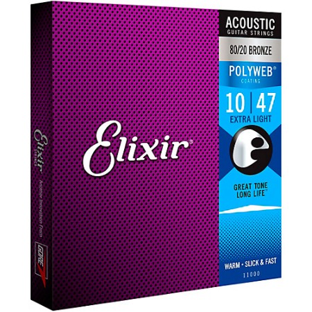 Chitare electrice, acustice, clasice si bas - Corzi de chitara Elixir Polyweb Extra Light 11000