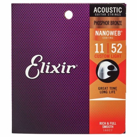 Chitare electrice, acustice, clasice si bas - Corzi Elixir Nanoweb Custom Light Phosphor 11-52