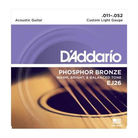 Chitare electrice, acustice, clasice si bas - D'addario EJ26 Ph. Bronze Cst.Light 11-52
