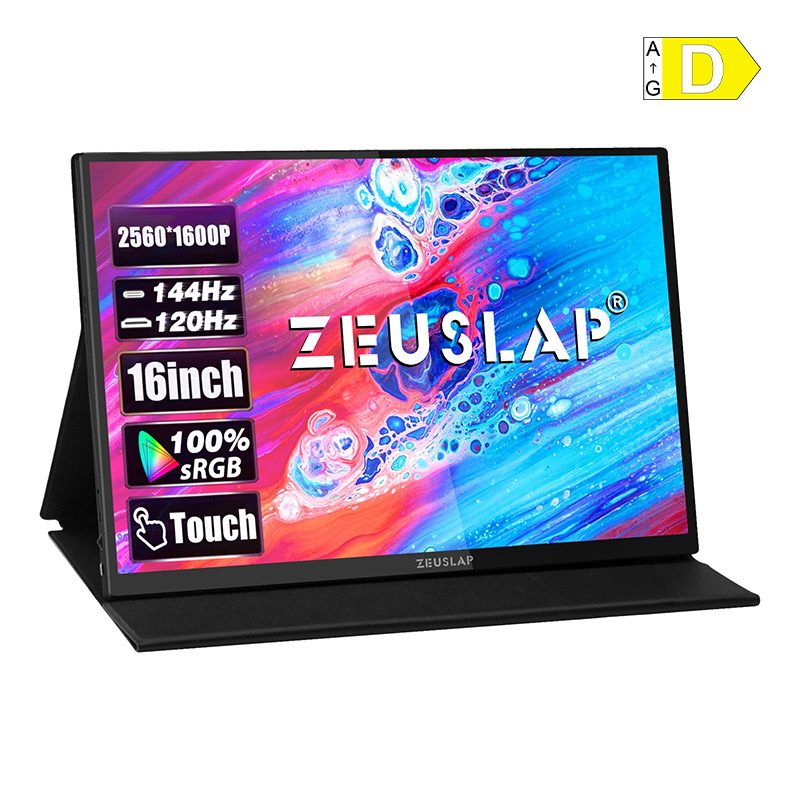 Monitoare - Monitor portabil ZEUSLAP P16KT cu ecran tactil de 16 inci și frecvență de 144 Hz