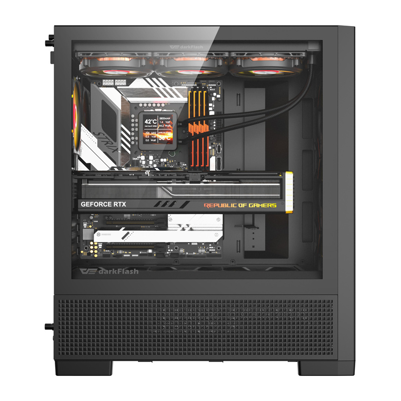 Carcasă pentru computer DarkFlash AIRNOVA (negru) + 3 ventilatoare [4]
