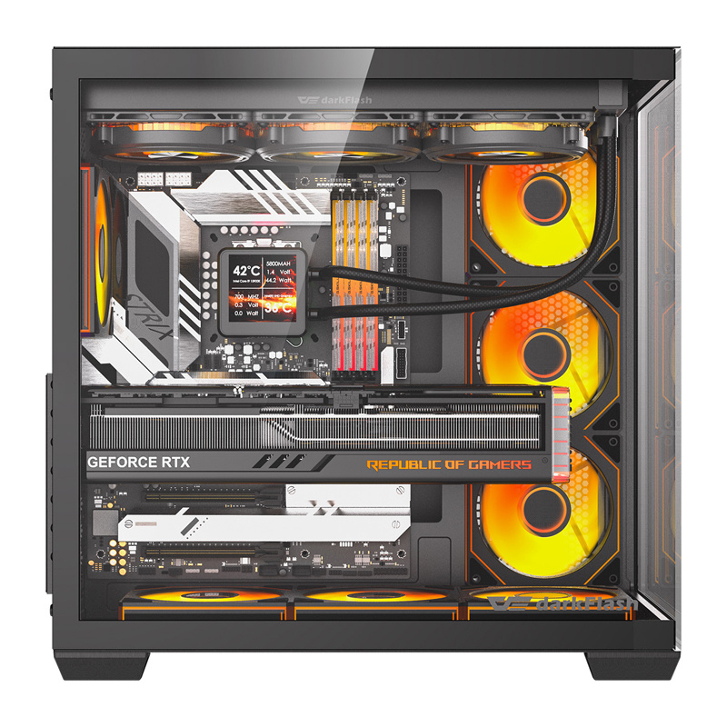 Carcasă pentru computer DarkFlash C280 (negru) + 7 ventilatoare [2]