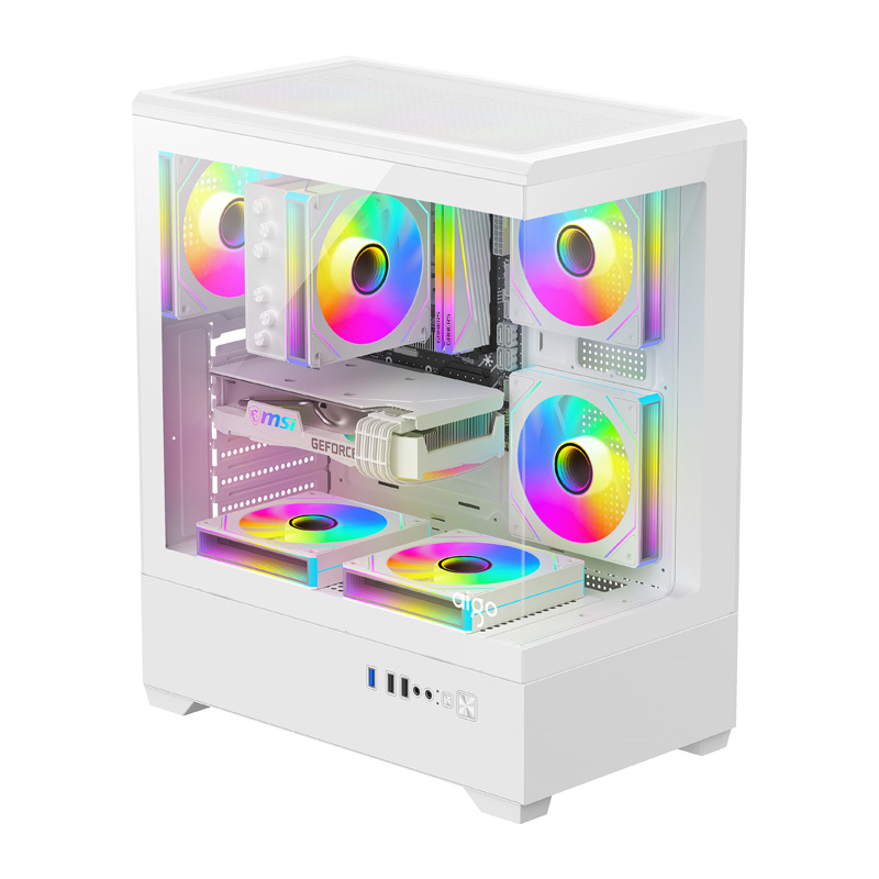 Carcasă pentru computer DarkFlash C365 (albă) + 5 ventilatoare [2]