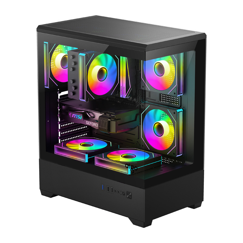 Carcasă pentru computer DarkFlash C365 (negru) + 5 ventilatoare [2]
