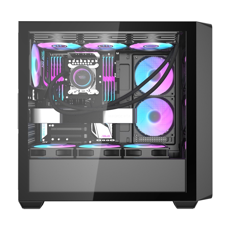 Carcasă pentru computer Darkflash DS900WD (negru) + 4 ventilatoare [5]