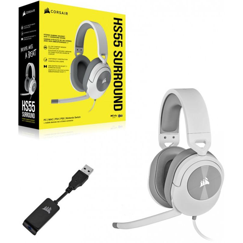 Corsair HS55 Surround Headset, White, Jk [5]