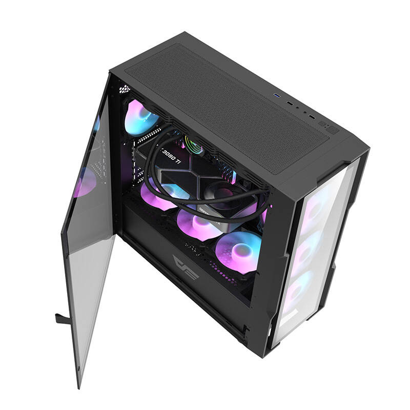 Darkflash DK431 carcasă de calculator din sticlă (negru) + 4 ventilatoare RGB [7]