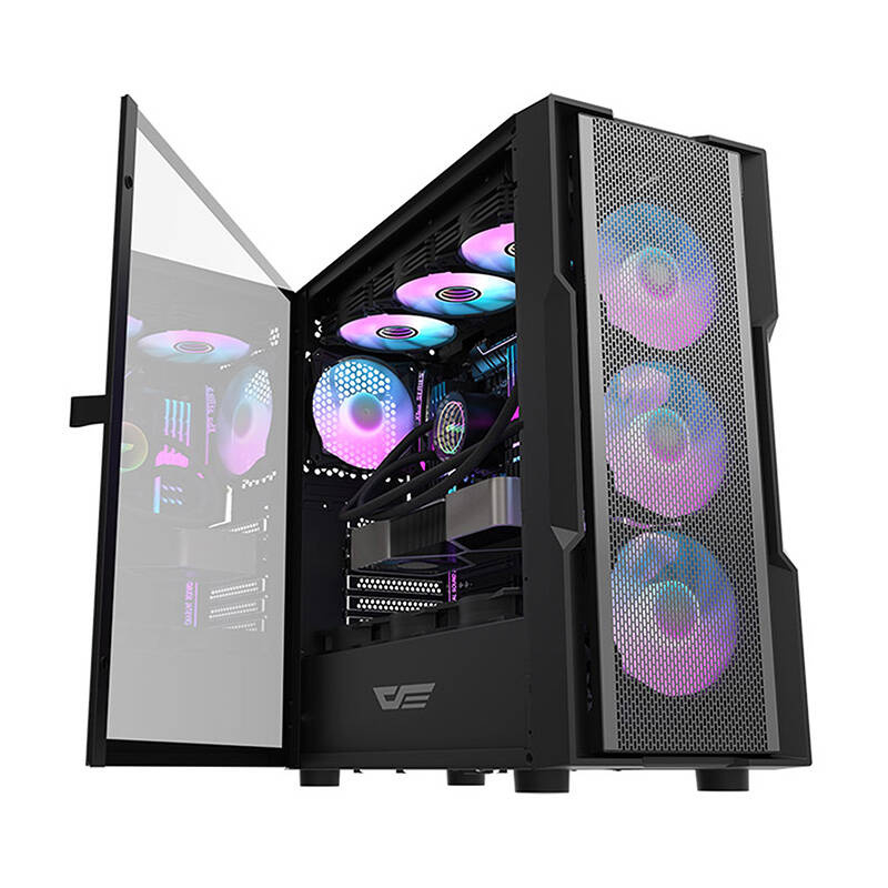 Darkflash DK431 carcasă de calculator Mesh (negru) + 4 ventilatoare ARGB [2]