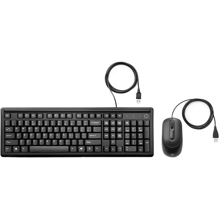 Kit Tastatura + Mouse HP Wired 160, USB, Negru [2]