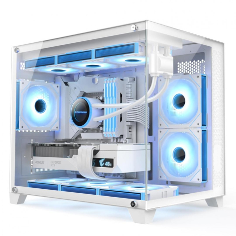 PC, Componente & Software - Carcasa 1STPLAYER Gaming MV6 TP WHITE