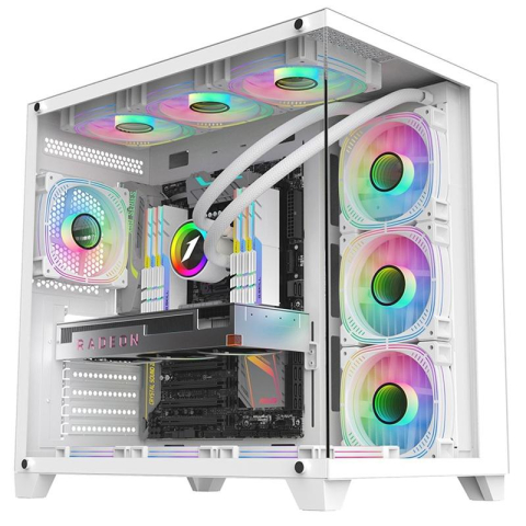 PC, Componente & Software - Carcasa 1STPLAYER Gaming MV8 TP WHITE