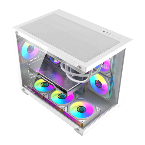 Carcasă pentru computer DarkFlash B275 PRO (albă) + 6 ventilatoare [1]