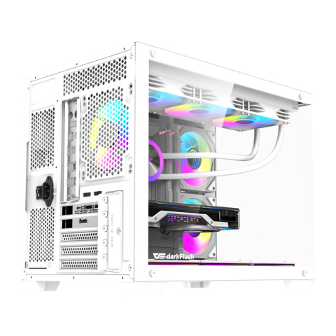 Carcasă pentru computer DarkFlash B275 PRO (albă) + 6 ventilatoare [2]