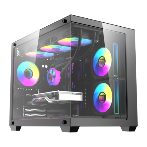 PC, Componente & Software - Carcasă pentru computer DarkFlash B275 PRO (negru) + 6 ventilatoare