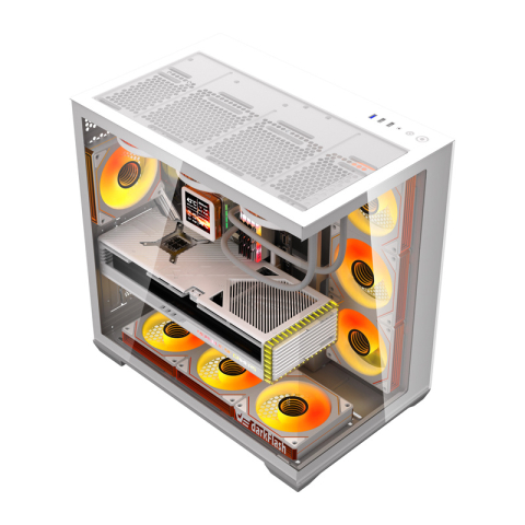 Carcasă pentru computer DarkFlash C280 (albă) + 7 ventilatoare [1]
