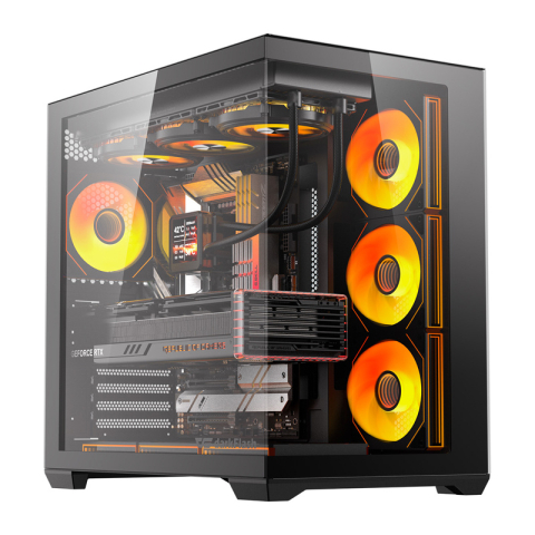PC, Componente & Software - Carcasă pentru computer DarkFlash C280 (negru) + 7 ventilatoare