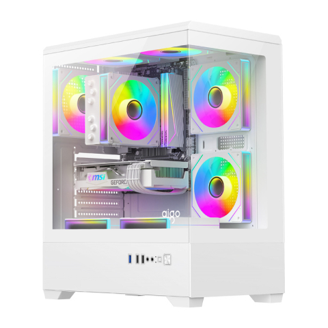 Carcase - Carcasă pentru computer DarkFlash C365 (albă) + 5 ventilatoare