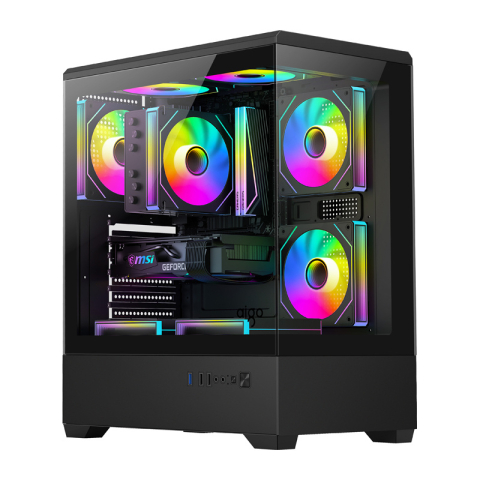 Carcase - Carcasă pentru computer DarkFlash C365 (negru) + 5 ventilatoare