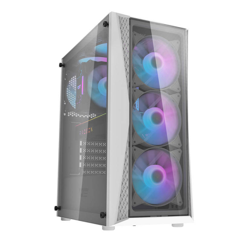 Componente PC NOI - Carcasă pentru computer Darkflash DK352 Plus (alb și negru) + 4 ventilatoare ARGB