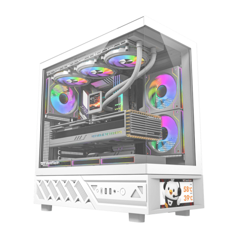 Carcase - Carcasă pentru computer DarkFlash DS950V cu afișaj (alb) + 6 ventilatoare