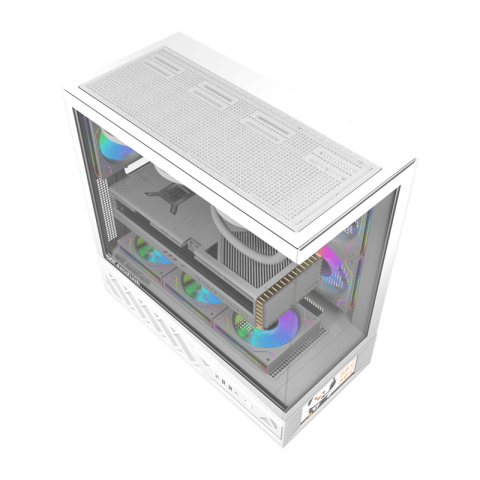 Carcasă pentru computer DarkFlash DS950V cu afișaj (alb) + 6 ventilatoare [4]