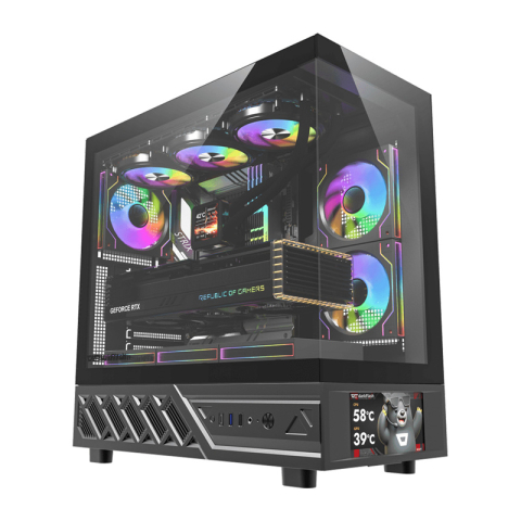 Carcase - Carcasă pentru computer DarkFlash DS950V cu afișaj (negru) + 6 ventilatoare