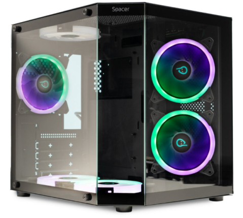 PC, Componente & Software - Carcasa Spacer Aquarium, mATX, ARGB fan