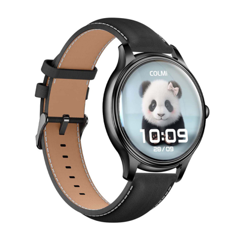 Ceas inteligent COLMI L28 (curea din silicon negru + piele neagră) [1]