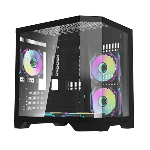 Carcase - Darflash FT350 carcasă pentru calculator + 5 ventilatoare aRGB (negru)