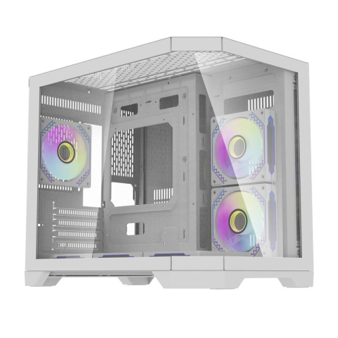 Carcase - Darflash FT418 carcasă pentru calculator + 6 ventilatoare aRGB (alb)