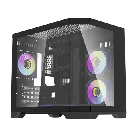 Carcase - Darflash FT418 carcasă pentru calculator + 6 ventilatoare aRGB (negru)