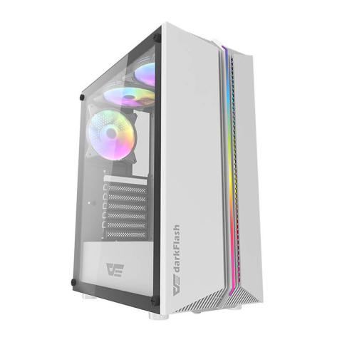Componente PC NOI - Darkflash DK151 LED carcasă de calculator (alb) + 3 ventilatoare RGB