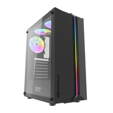 Componente PC NOI - Darkflash DK151 LED carcasă de calculator (negru) + 3 ventilatoare RGB