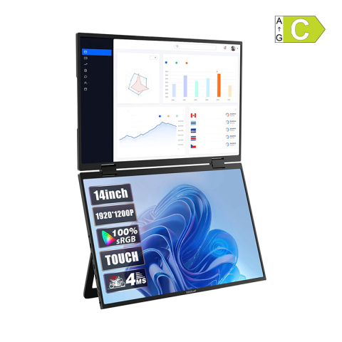 Monitoare - Monitor portabil ZEUSLAP Z14W cu ecran tactil dublu de 14 inci
